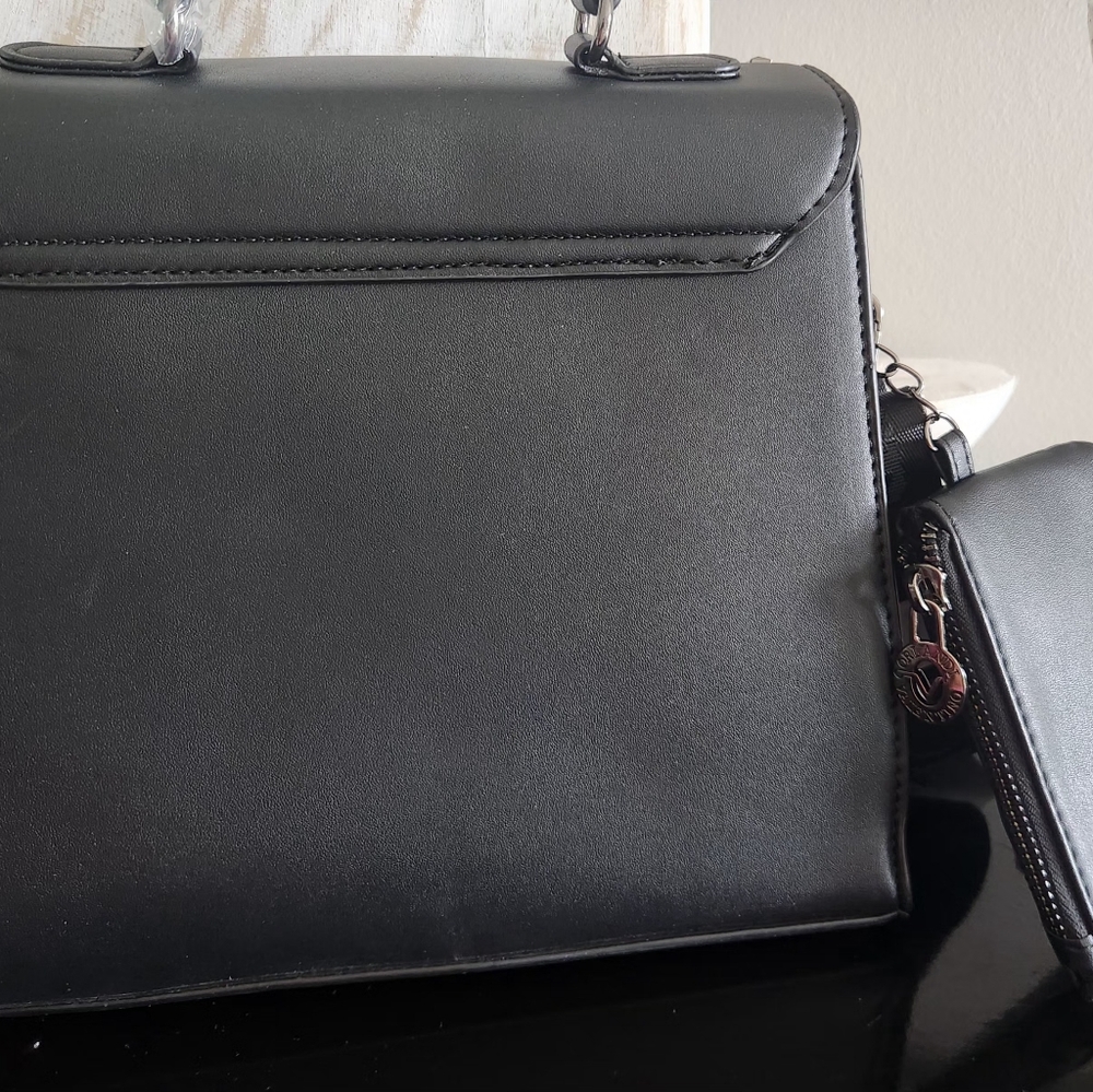 Valentino Orlandi studded black satchel with web crossbody strap. New with tags! - Picture 4 of 12